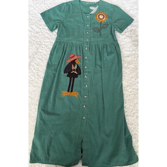 Sunbelt Dresses & Skirts - Vintage Sunbelt Women’s M Green Denim Farm/Scarecrow Button Down Dress. Rare